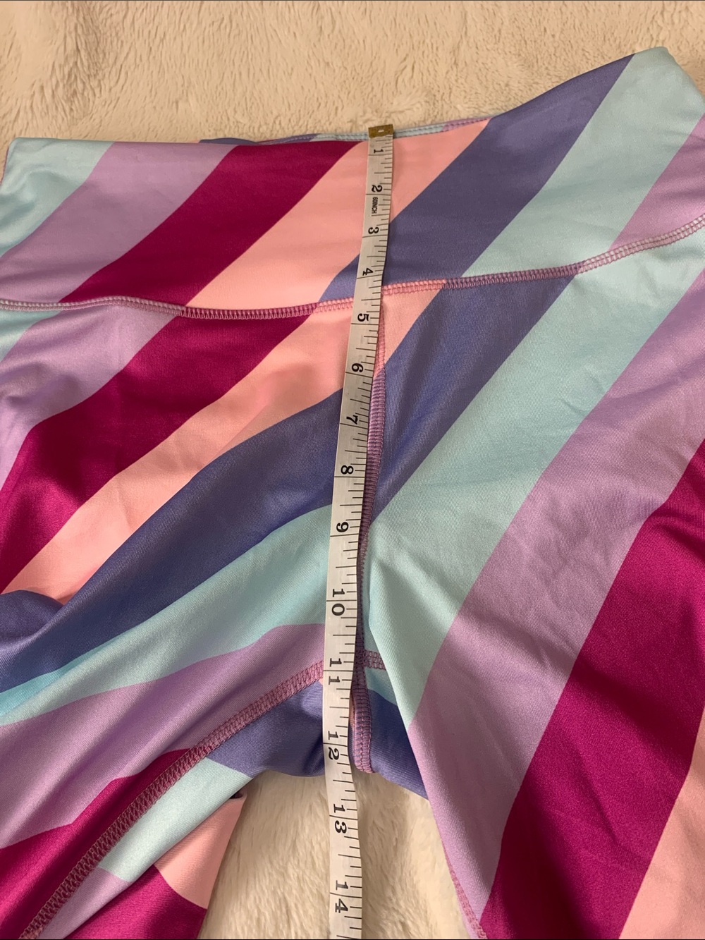 crown & ivy Pastel Diagonal Stripe Leggings - Pink, Peach & Lavender - Picture 5 of 7
